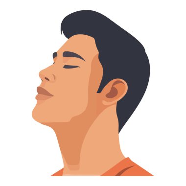 Profil görünümü simgesindeki yakışıklı genç erkek izole edildi