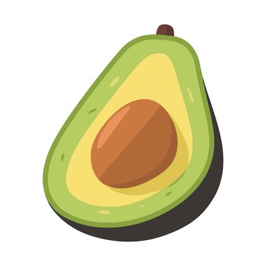 Taze avokado dilimi, sağlıklı bir yaz atıştırmalığı ikonu izole edilmiş.