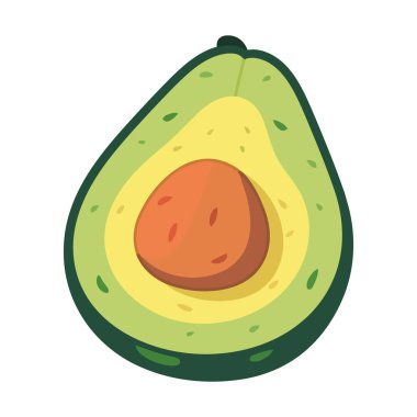 Olgun avokado, sağlıklı beslenme ikonunun izole edilmiş bir sembolü.