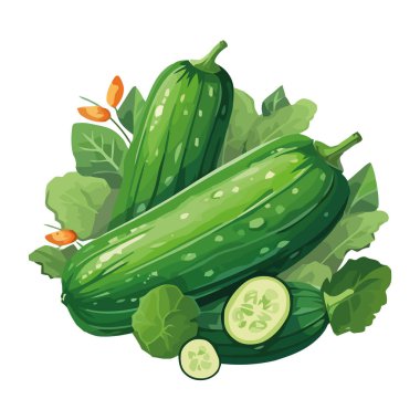 Taze organik salatalık, izole edilmiş diyet ikonu için sağlıklı yemek