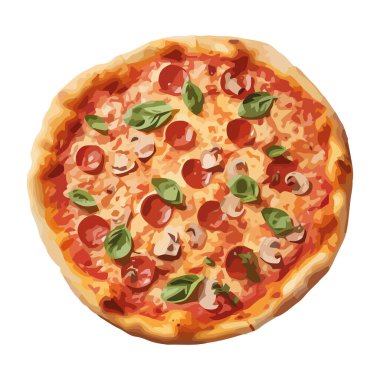 mozzarella simgesi izole edilmiş fırında pizza.
