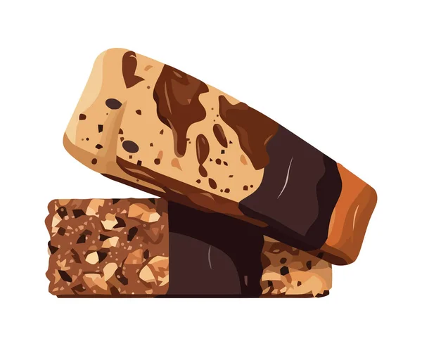Barra Cereali Cioccolato Icona Dolce Delizia Isolata — Vettoriale Stock
