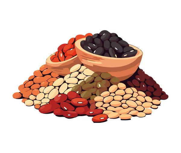 Organic Beans Heap Fresh Healthy Icon Isolated — Stock Vector