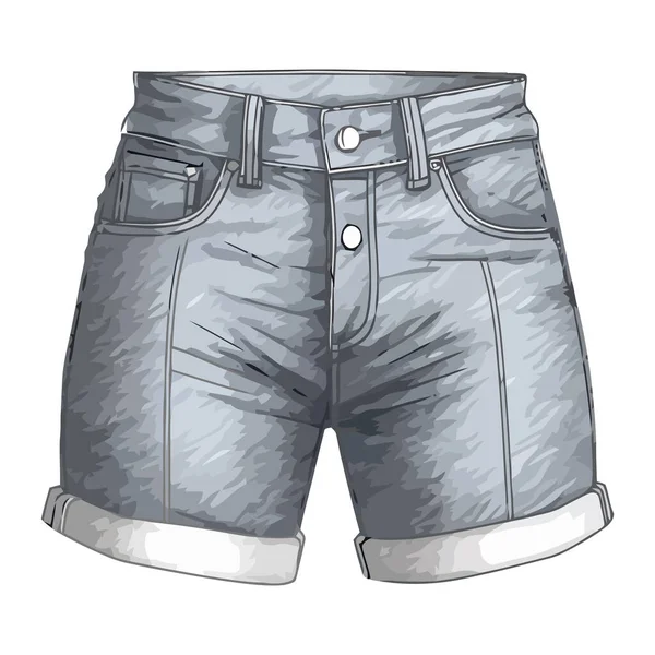 Pantalon Denim Avec Poches Une Icône Mode Isolée — Image vectorielle