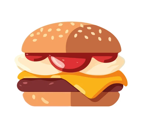 Izgara Sığır Eti Ikonuyla Izole Edilmiş Gurme Çizburger Yemeği — Stok Vektör