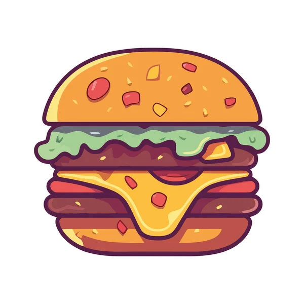 Burger Icône Restauration Rapide Isolé — Image vectorielle