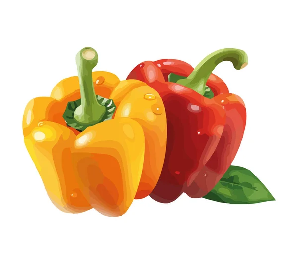 Fresh Organic Vegetables Bell Peppers Icon Isolated — Stock Vector