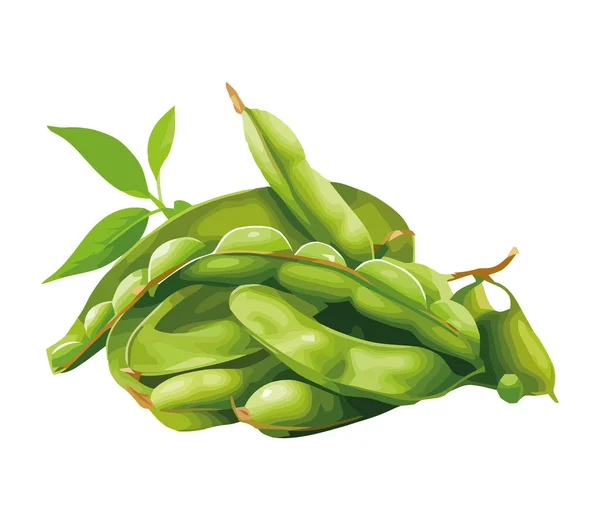 新鲜的绿豆 一个健康的小吃图标隔离 — 图库矢量图片
