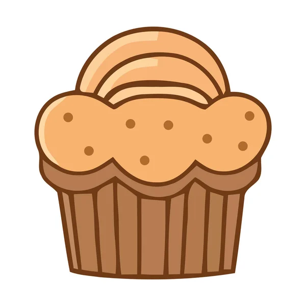 Niedliche Cartoon Cupcake Ikone Gebacken Symbol Isoliert — Stockvektor