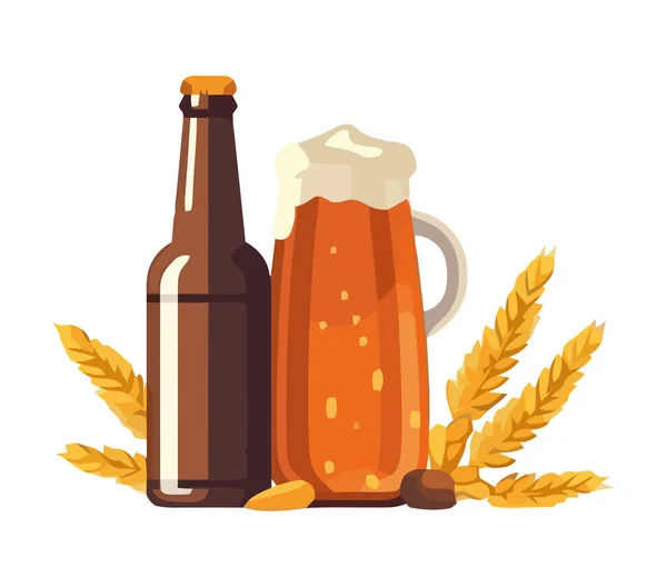 Cerveja Outono Dourada Ícone Vidro Espumoso Pint Isolado — Vetor de Stock