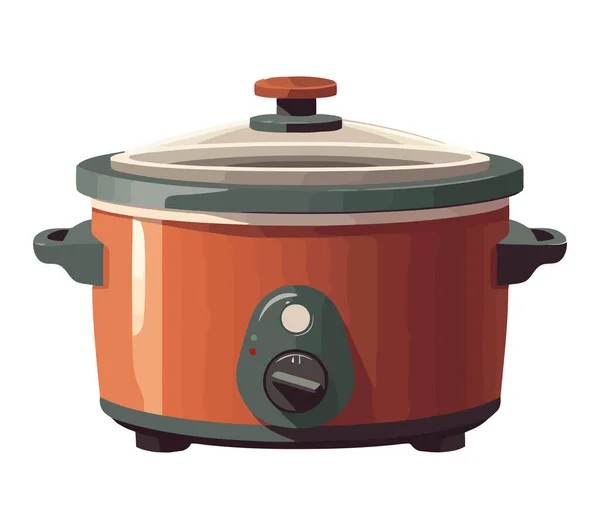 Metalik Pirinç Pişirici Mutfak Simgesi Izole — Stok Vektör