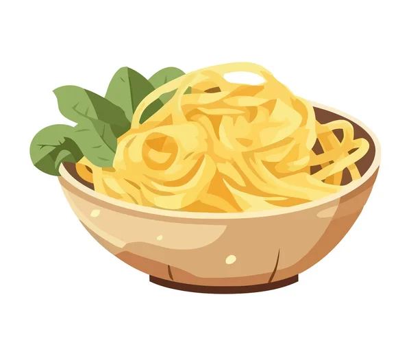 Healthy Eating Fresh Pasta Meal Organic Herbs Icon Isolated — Stock Vector