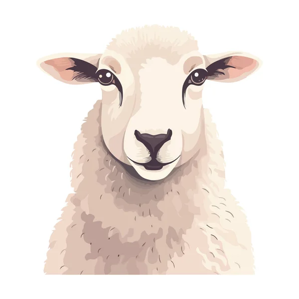 Cute Farm Animal Lamb Icon Isolated — Stock Vector