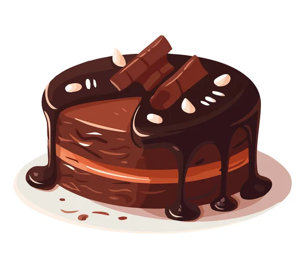 Dulce Pastel Chocolate Gourmet Icono Aislado — Vector de stock