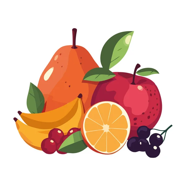 Ζουμερά Φρούτα Υγιή Εικόνα Τροφίμων Απομονώνονται — Διανυσματικό Αρχείο