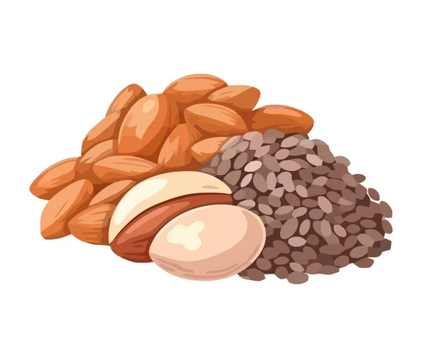 Ikon Tumpukan Kacang Organik Camilan Yang Sehat Terisolasi - Stok Vektor