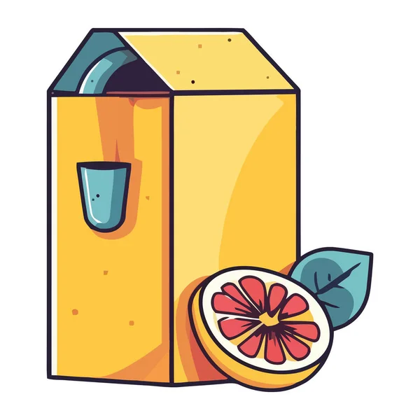 Boîte Jus Orange Icône Fruit Isolé — Image vectorielle