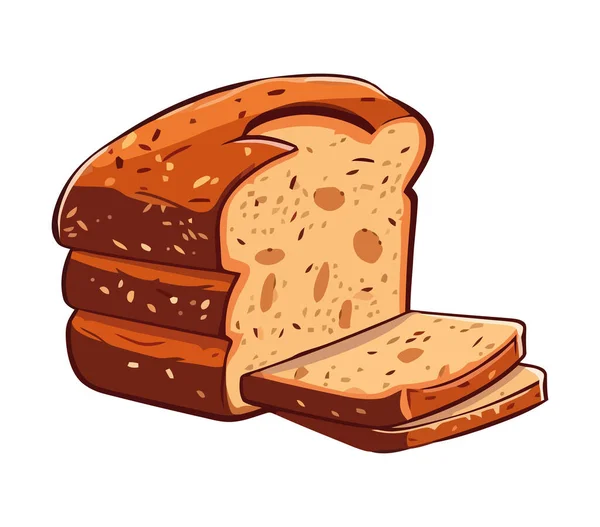 Čerstvě Upečený Chléb Sladké Jídlo Rozkošná Ikona Izolované — Stockový vektor