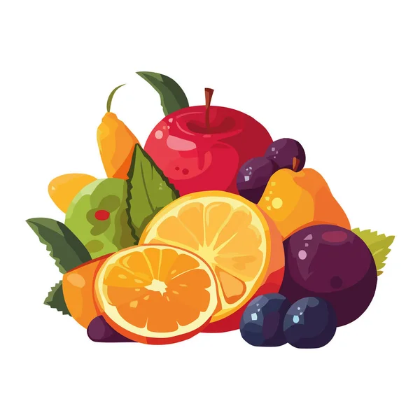 Tropische Frische Früchte Und Blatt Symbol Isoliert — Stockvektor