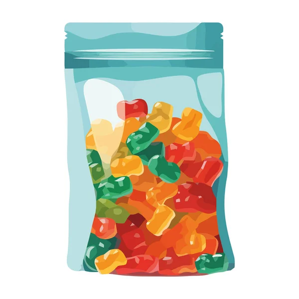 Bag Sweet Candy Shapes Icon Isolated — Stock Vector