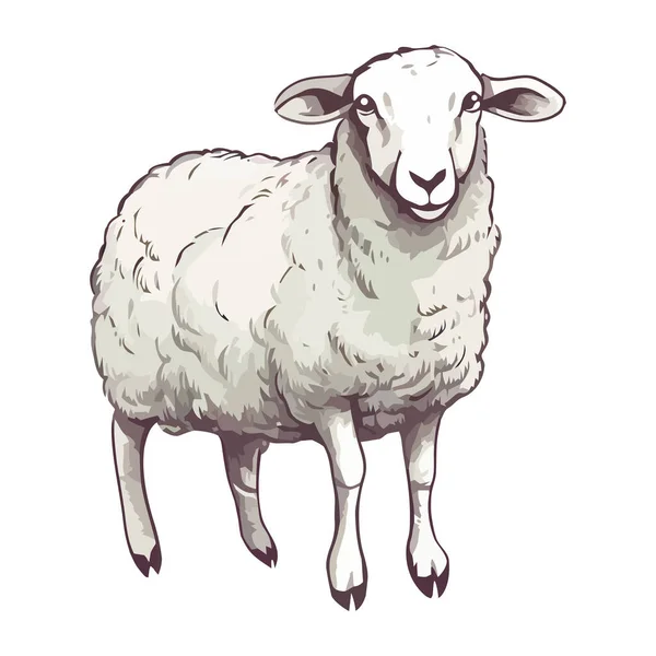 White Sheep Farm Animal Icon Isolated — Stock Vector