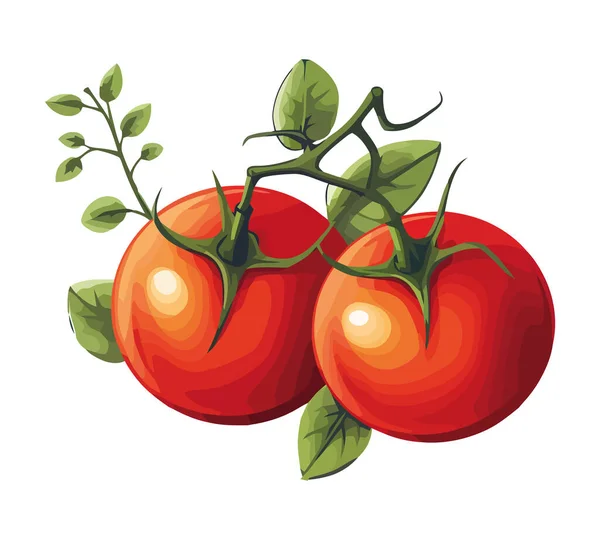 Tomat Segar Sayuran Matang Untuk Ikon Makan Sehat Terisolasi - Stok Vektor