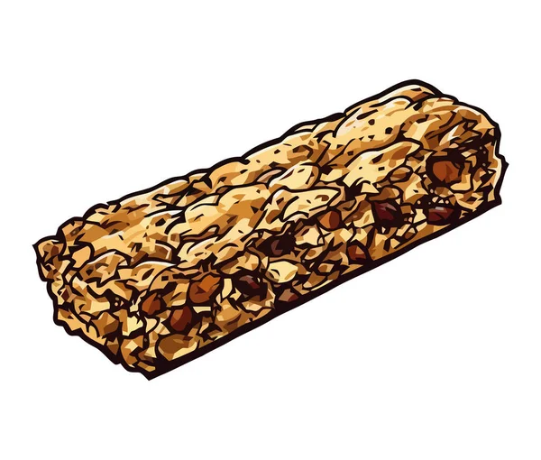 Φρεσκοψημένο Μπαρ Δημητριακών Ένα Γλυκό Εικονίδιο Σνακ Απομονωμένο — Διανυσματικό Αρχείο