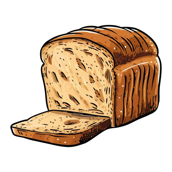 Świeżo Upieczony Chleb Ikona Pysznego Posiłku Izolowana — Wektor stockowy