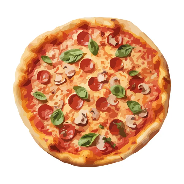 Bakad Pizza Med Mozzarella Ikon Isolerad — Stock vektor