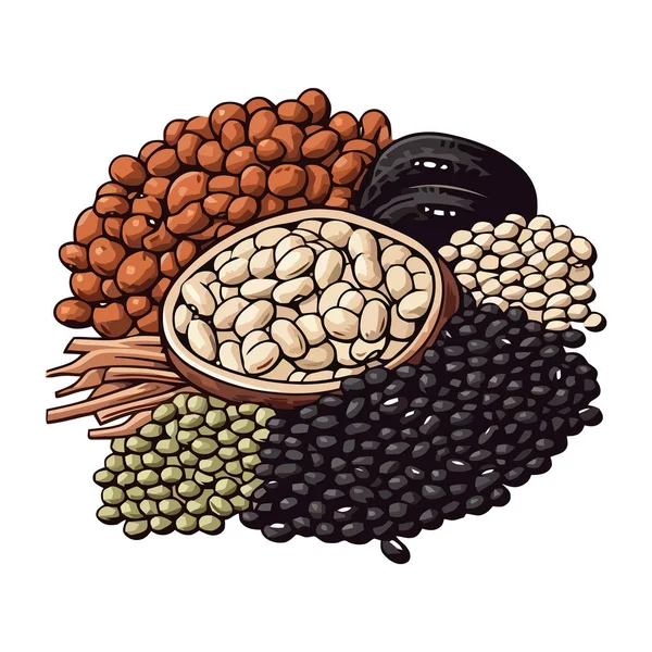 Comida Vegetariana Ecológica Con Granos Proteína Icono Aislado — Archivo Imágenes Vectoriales