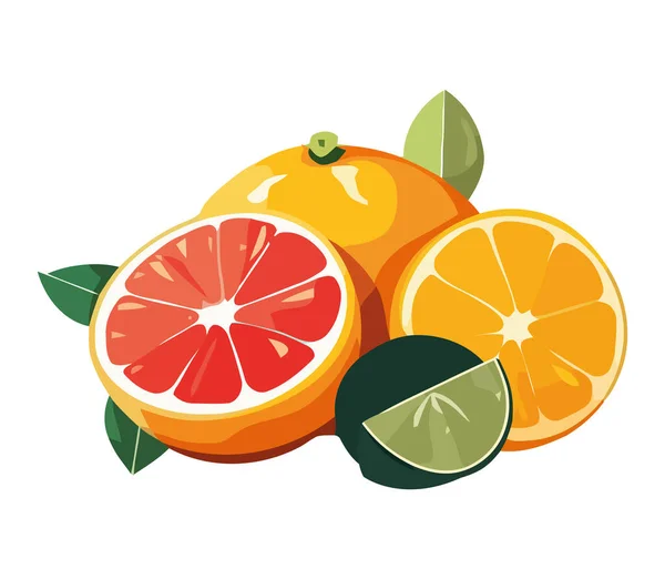 Saftiga Citrusfrukter Symboliserar Hälsosamma Matvanor Ikon Isolerade — Stock vektor
