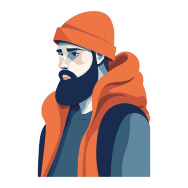 Sakallı ve şapkalı bir erkek izole edilmiş.