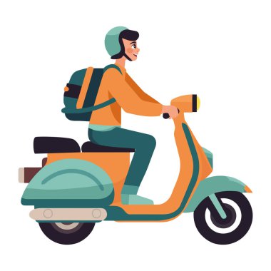 Motosiklet süren adam, izole edilmiş macera ikonunun tadını çıkarıyor.