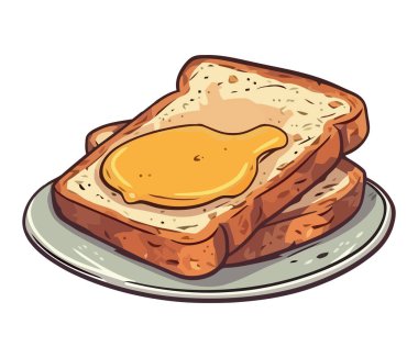 Sağlıklı yemek Tereyağlı taze ekmek izole edilmiş