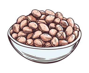 Organik fındık ikonu izole edilmiş sağlıklı atıştırma kasesi.