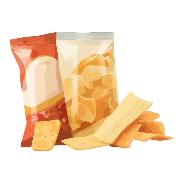 Saco Chips Ícone Lanche Isolado — Vetor de Stock