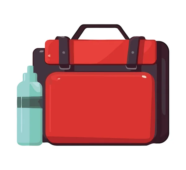 Reiseausrüstung Tasche Und Wasserflasche Isoliert — Stockvektor