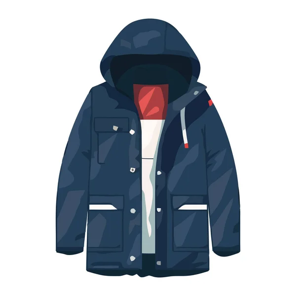 Winter Fashion Men Hooded Jackets Icon Isolated — Stock Vector