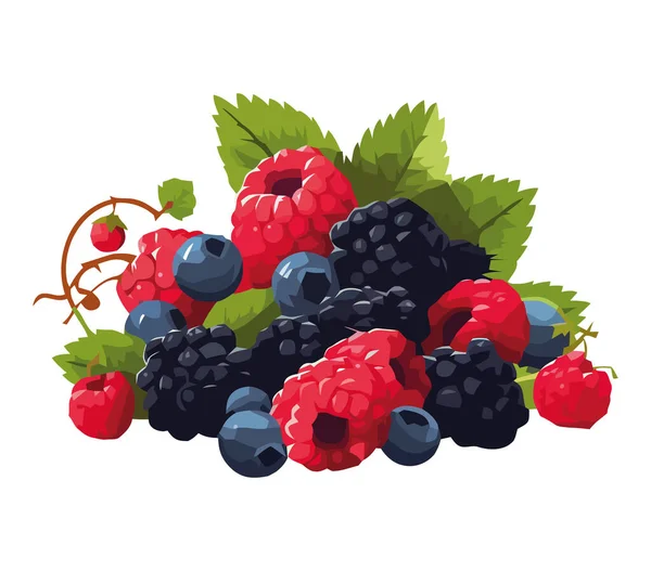 Fruits Frais Baie Dans Nature Icône Sucrée Isolé — Image vectorielle
