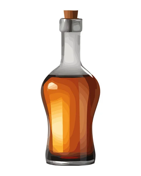 Bouteille Vin Transparente Avec Icône Conception Étiquette Whisky Isolé — Image vectorielle