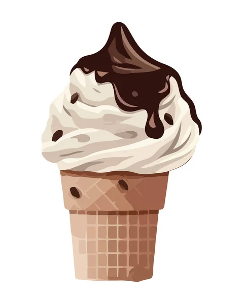 ホイップクリームのアイコンが分離されたアイスクリームコーン — ストックベクタ