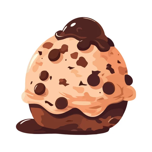 Desenho Animado Sorvete Doce Ícone Chocolate Isolado — Vetor de Stock