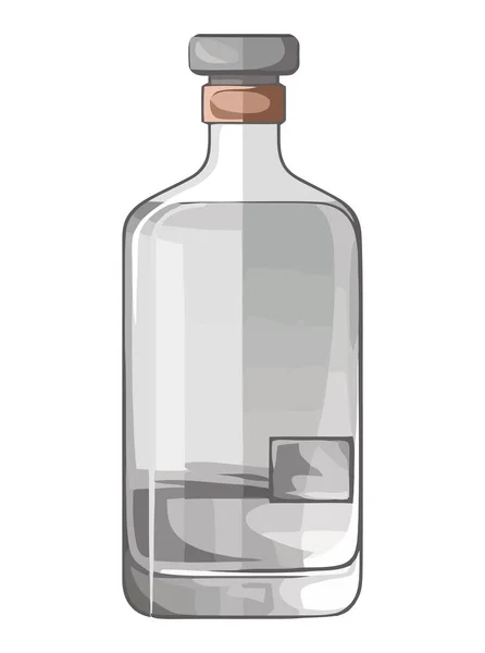 Bottiglia Vetro Trasparente Tiene Icona Bevanda Whisky Fresco Isolato — Vettoriale Stock