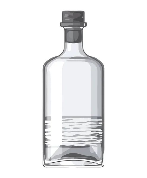 Botella Vidrio Transparente Contiene Icono Agua Purificada Fresca Aislado — Archivo Imágenes Vectoriales