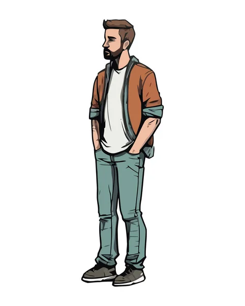 Homme Mode Dans Casula Vêtements Icône Isolé — Image vectorielle