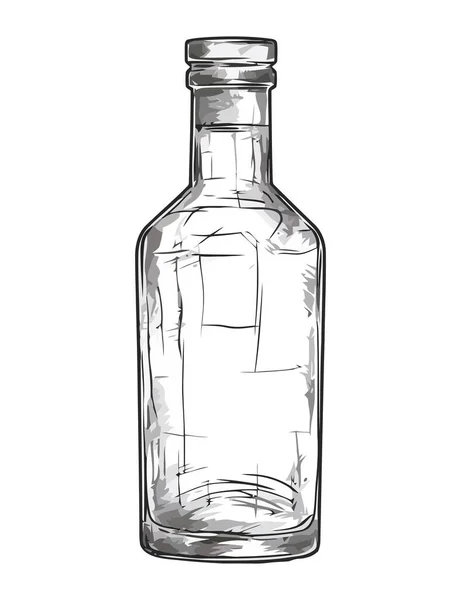 Transparentní Skleněná Láhev Drží Čerstvé Whisky Nápoj Ikona Izolované — Stockový vektor