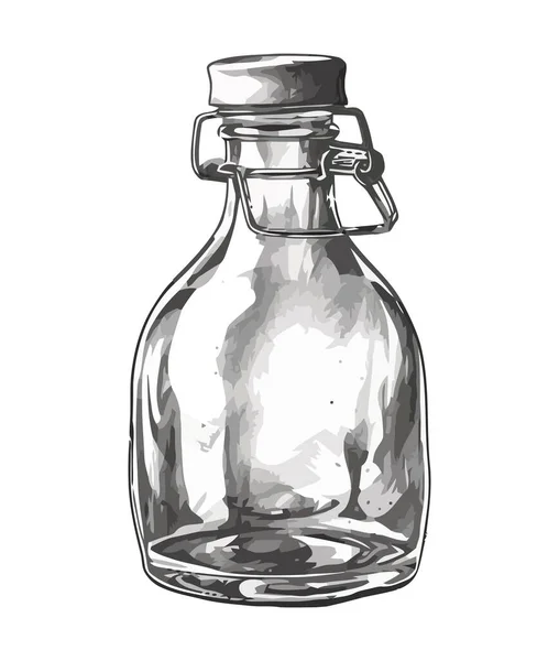 Прозрачная Стеклянная Бутылка Содержит Иконку Очищенной Воды — стоковый вектор