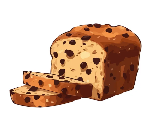 Čerstvě Upečený Čokoládový Chléb Plátek Občerstvení Ikona Izolované — Stockový vektor