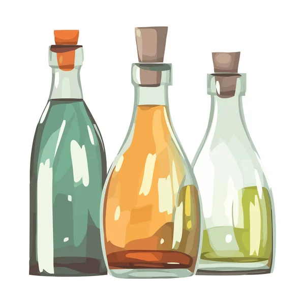 绿色玻璃瓶与新鲜威士忌内部图标隔离 — 图库矢量图片