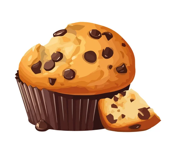 Süßer Cupcake Mit Schokoladen Ikone Gebacken — Stockvektor